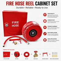 Ensemble de dérouleur de tuyau d'incendie manuel avec armoire de protection, vanne en laiton et tuyau flexible pour la protection incendie des bâtiments