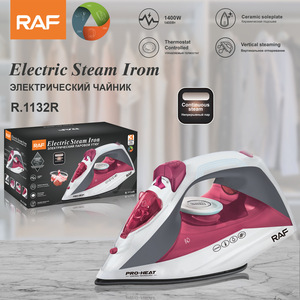 Electric Steam Iron 1400W <b>Thermostat</b> <b>Controlled</b> Vertical Steaming Ceramic Soleplate Continuous Portable - Product Image 4