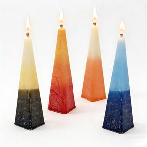 カラフルなピラミッド型のハヴダラキャンドル、業務用、丈夫でクラシックな3芯、煙の出ない、安息日、ホリデー、ハヴダラセレモニー用のユダヤ教のキャンドル - Product Image 1