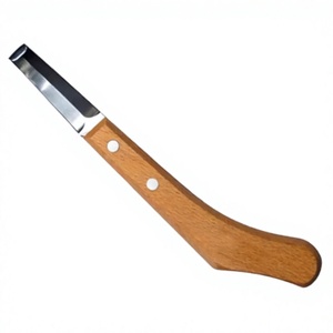 Couteau de fermeur Mustad réutilisable en acier inoxydable allemand, lame large double, manche en bois blanc, usage vétérinaire professionnel - Product Image 1