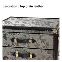 Coiffeuse de luxe vintage pour chambre à coucher avec miroir rabattable, tiroirs et finition en cuir véritable tressé de fil de cuivre, pour hôtels et appartements, avec rangement