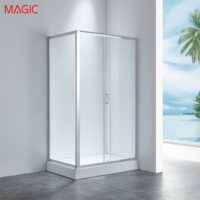 Paroi de douche coulissante en verre trempé de style européen, cloison de toilette, poulie en alliage de zinc, cadre en aluminium
