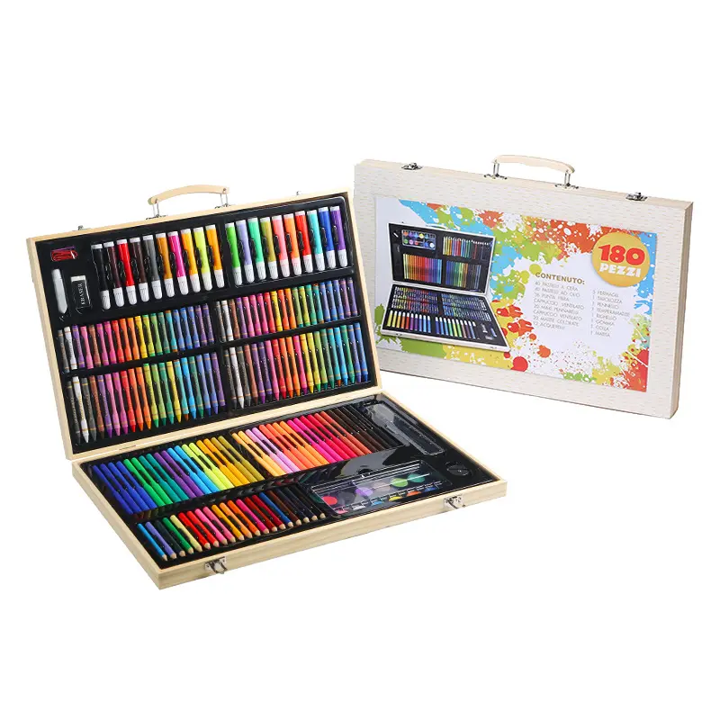 Wholesale Student Stationery 180PCS Drawing Art Set Best Gift For Children Colored Pencils Water Color Pens Painting Set