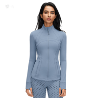 Veste de sport de yoga pour femme, coupe ajustée, respirante, col montant, fermeture éclair, manches longues, fitness, automne