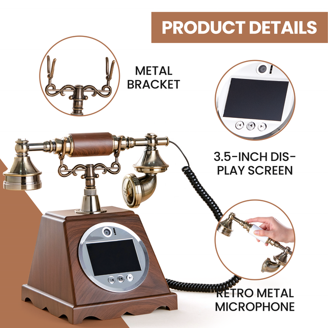 New 1080P Video Guest Book Phone for Wedding Party Events Vintage Retro Antique Voice Message Recorder Telephone Equipment