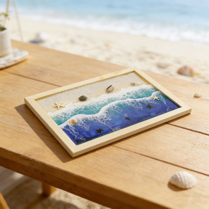 Decoración Náutica <span class=keywords><strong>de</strong></span> Lujo Personalizada <span class=keywords><strong>de</strong></span> Madera <span class=keywords><strong>de</strong></span> Roble con Resina Epoxi Azul con Foto <span class=keywords><strong>de</strong></span> Olas del Océano, Regalo Premium para el Hogar - Product Image 3