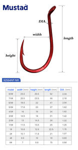 Mustad Big <span class=keywords><strong>Red</strong></span> 2X SUICIDE Acero de alto carbono Ultrapoint Gancho de pesca 6 #-8/0 Triángulo Punto Offset 92554NP-NR - Product Image 6