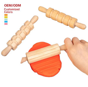 Solid Wood Rolling Pin 46 Texture DIY Pressed Dough Stick for Children Handmade Mud Toy Unisex Solid Wood Rolling Pin Toys - Product Image 1