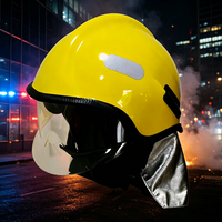 Casque de sécurité jaune pour pompier avec bande réfléchissante et protection du cou
