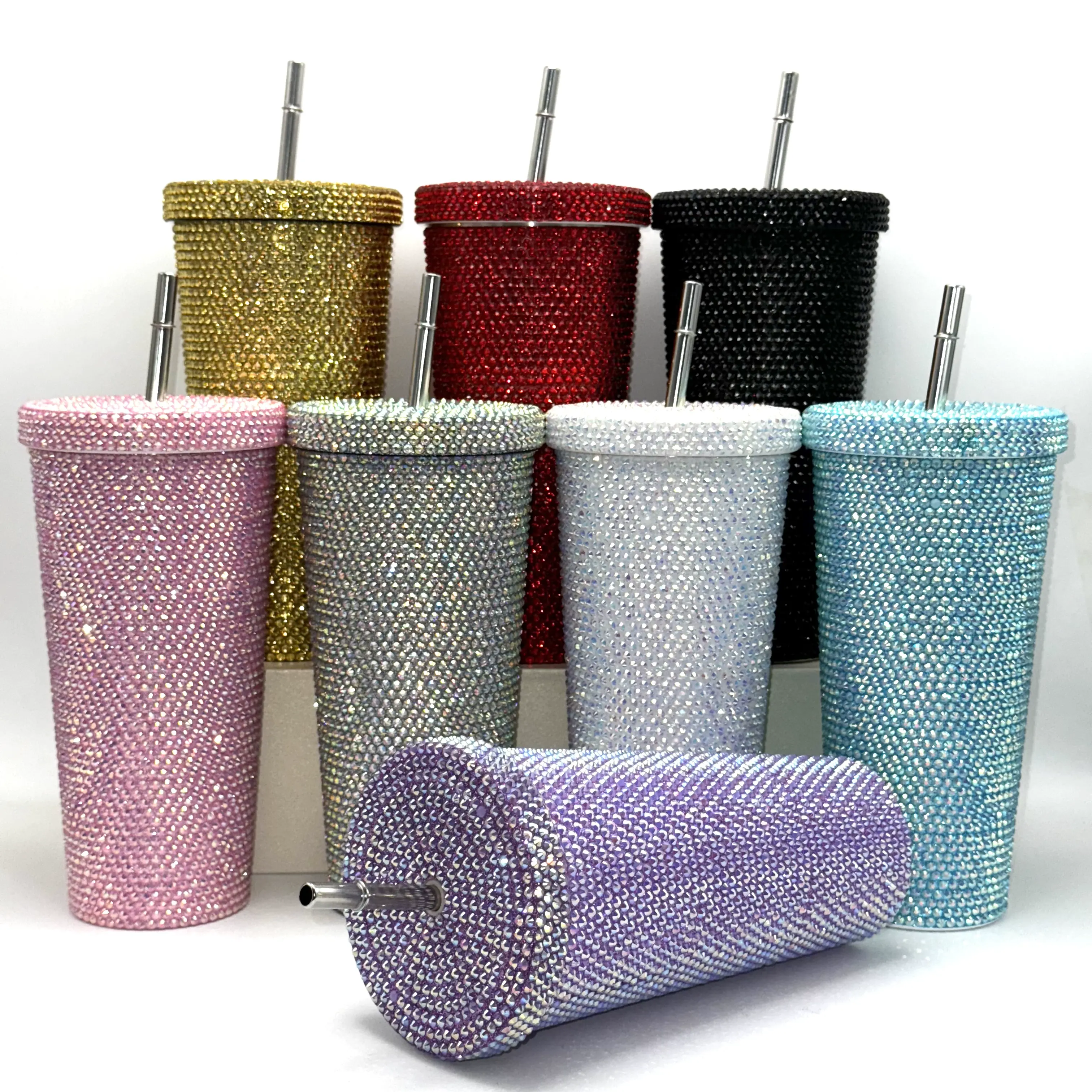 750ml glitter bling cup rhinestone tumbler 24oz insulated double wall coffee cups stainless steel metal coffee cups