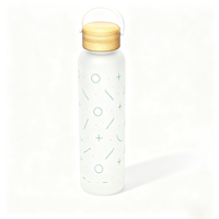 Bouteille d'eau en verre borosilicate de 550 ml sans BPA, entièrement imprimée avec une finition en silicone au toucher doux