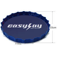 Grand plateau de service rond bleu en plastique ABS imprimé sur mesure pour table basse et fêtes, style classique