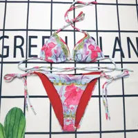 Grosir 2022 Set Bikini Mewah Desainer Kustom Baju Renang Baju Renang Cetak Huruf Segitiga Seksi Merek Terkenal Pakaian Renang Wanita