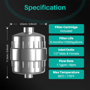 Grifo de <span class=keywords><strong>Ducha</strong></span> con Filtro de Agua de 15 Etapas Personalizable, Juego de Cabezal de <span class=keywords><strong>Ducha</strong></span> Filtrante Portátil para Agua Dura, Elimina el Cloro - Product Image 2