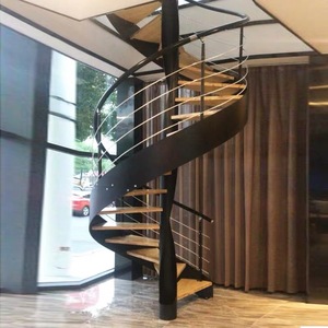 현대 미니멀리스트 디자인 유리 단계 나선형 계단 현대 실내 나무 밟기 나선형 계단 - Product Image 2