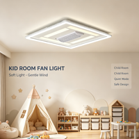 Ventilateur de plafond encastré carré sans pales avec télécommande, moteur DC, minuterie et lumière LED blanc chaud pour salle de bain et buanderie