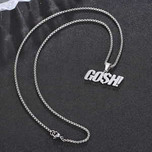 Collar de plata de acero inoxidable para hombre a la moda, cadena de cuerda, joyería personalizada con logotipo inicial personalizado, colgante de regalo - Product Image 6