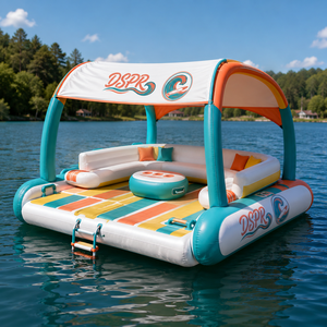 Lounge Galleggiante Gonfiabile Compatto con Tettuccio, Sedute e <span class=keywords><strong>Tavolo</strong></span> per Coppie e Famiglie, Ideale per <span class=keywords><strong>Lago</strong></span>, Piscina e Momenti di Relax - Product Image 5
