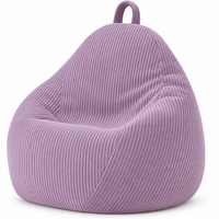 Fauteuil pouf confortable en velours côtelé en forme de larme, fauteuil canapé moelleux avec housse amovible et lavable, meuble compressé sous vide pour enfants