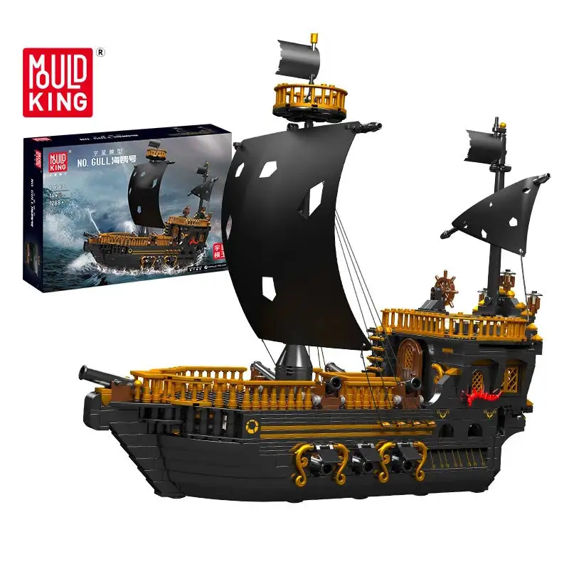 Cetakan Tiktok King 13083 Gull bajak laut kapal Model perahu Model kit MOC Bricks mainan edukasi anak-anak hadiah blok bangunan