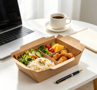 Boîtes carrées rigides jetables en papier kraft épais et résistant à l'huile pour sushis, aliments pour bébés, conserves, poulet frit, hot-dogs, frites