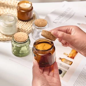 Giá Rẻ Nhỏ Nến Thủy Tinh <span class=keywords><strong>Jar</strong></span> Với Nút Chai Nắp Rõ Ràng Hổ Phách Thủy Tinh Rỗng Người Giữ Ngọn Nến Cho Nến Làm - Product Image 6