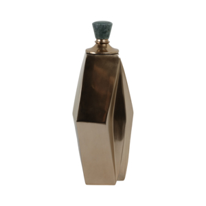 Vaso geometrico in metallo con tappo in pietra, decorazione moderna per soggiorno, camera da letto, ufficio, tavolo - Product Image 1