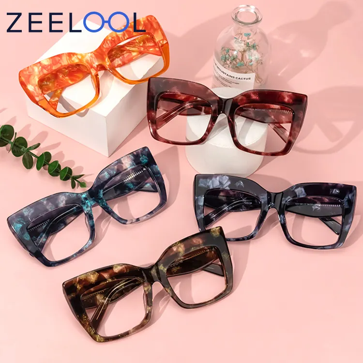 Glasses Design Zeelool Vooglam Personalized Designer Unisex Large Vogue Thick Oversized Acetate Oversized Square Glasses Frame Los Anteojos
