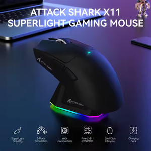 Souris de jeu optique légère ATTACK SHARK X11 avec base de charge magnétique, 2,4 GHz, Bluetooth, filaire, 3 modes pour <span class=keywords><strong>PC</strong></span>, ordinateur portable, jeux - Product Image 4
