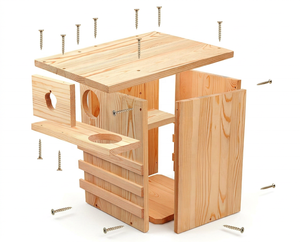 Nichoir en <span class=keywords><strong>bois</strong></span> pour écureuils, protection contre les prédateurs, montage facile, design Art Déco, toutes saisons, pour porche extérieur, pour renards gris et écureuils rouges - Product Image 2