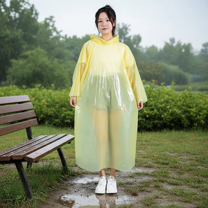 Eco-Friendly Long Hooded Rain Poncho Lightweight Card <strong>Raincoat</strong> Waterproof for Four Seasons - Product Image 1