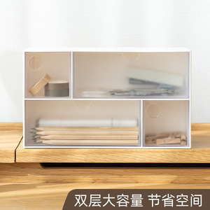 Transparent Drawer Style Stationery Storage <b>Box</b> Rectangle Office Organizer With Smooth Sliding Drawers For Desktop Use - Product Image 4