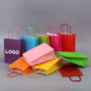 <b>Cheap</b> Price Shopping Paper Bags Portable Colored Kraft Paper Bag Wholesale Food Packaging Bags Supplier - Product Image 2