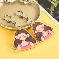Promotionnel dessin animé acrylique époxy porte-clés Transparent belle breloques téléphone créatif deux côtés imprimé pendentif