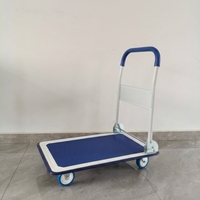 Chariot à main pliable multifonction en acier à plateau plat, surface antidérapante, chariot de transport portable pour la maison et les entreprises