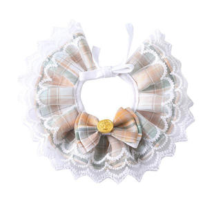 Bonito babero de encaje para perros, toalla de Saliva con lazo y diseño de flores de celosía, duradero, poliéster suave, estilo clásico, accesorios para <span class=keywords><strong>Collar</strong></span> de mascotas - Product Image 1