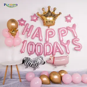 16 寸 12 件字母宝宝生日气球派对装饰快乐 100 天信气球套装婴儿沐浴派对