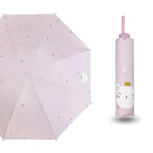 Yubo21インチマニュアルオープン傘和風ポータブルUV保護漫画印刷3折りたたみ猫傘