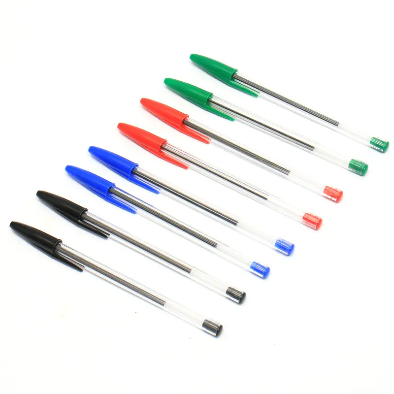 قلم عرض ترويجي بلاستيكي أملس ، أدوات مكتبية, قلم حبر جاف صغير باللونين الأحمر والأزرق والأسود