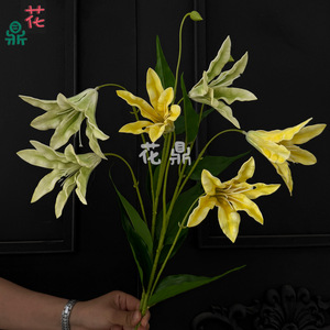 Fleur artificielle en soie Eva, lys à 3 têtes, pour décoration de mariage, décoration de la maison, accessoires photo - Product Image 3