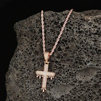 Collier pendentif en cuivre incrusté de zircon, bijoux goutte d'eau, chaîne en corde, style hip-hop, fabricant direct, vente chaude transfrontalière