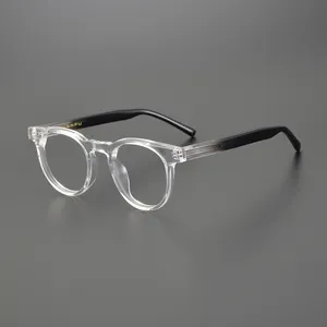 Bingkai kacamata miopia asetat buatan tangan kualitas tinggi gaya GM Korea uniseks persegi MM010 bingkai kacamata mode