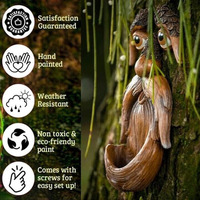 Artisanat en résine Décoration d'arbre Mangeoire à oiseaux Décoration extérieure de visages d'arbres Art de patio d'arbre Mangeoire à oiseaux unique pour jardin