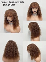 Perruque Afro Kinky Bouclée Bob à Frange Faite à la Machine Cheveux Humains Brésiliens Bouclés en T pour Femmes Noires