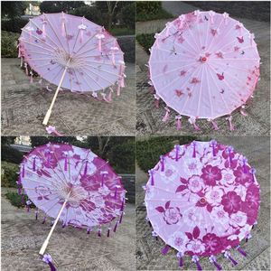 Paraguas Decorativo de Seda Estilo Chino, Sombrilla de Papel Encerado Hecha a Mano con Borlas para Fotografía, Danza y Espectáculos - Product Image 5