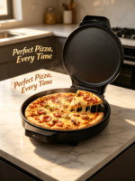 Anbolife Hot Plaque à pizza électrique 10 et 12 pouces 1500W avec voyant lumineux, plaque antiadhésive, protection contre la surchauffe CE/LVD/EMC/ROHS/REACH