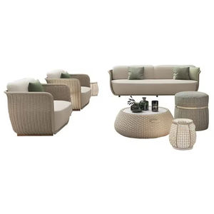 Ensemble <span class=keywords><strong>de</strong></span> canapé <span class=keywords><strong>de</strong></span> jardin moderne en bambou et rotin, canapé d'angle <span class=keywords><strong>de</strong></span> patio avec coussin amovible, housses imperméables et durables, meubles - Product Image 4