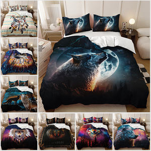 Ensemble de literie impression 3D Polyester la lune et le loup housse de couette - Product Image 2