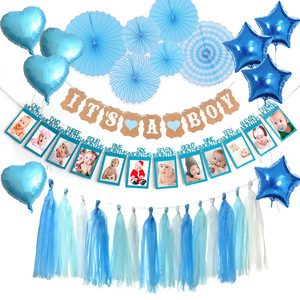 Erkek Kız Bebek İlk Doğum Günü Cadılar Bayramı Noel Dekorasyon Kağıdı/Plastik Balon Seti Çocuk Fotoğraf Çerçevesi için Arka Plan Duvarı - Product Image 5