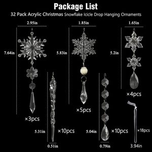 18-Piece Hiasan Natal Modern Anti Pecah Bentuk Kepingan Salju & Es dari Poliester untuk Pohon Natal - Product Image 6